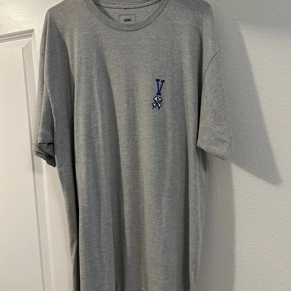 Vans Heather Gray Men's Tee with Blue Logo